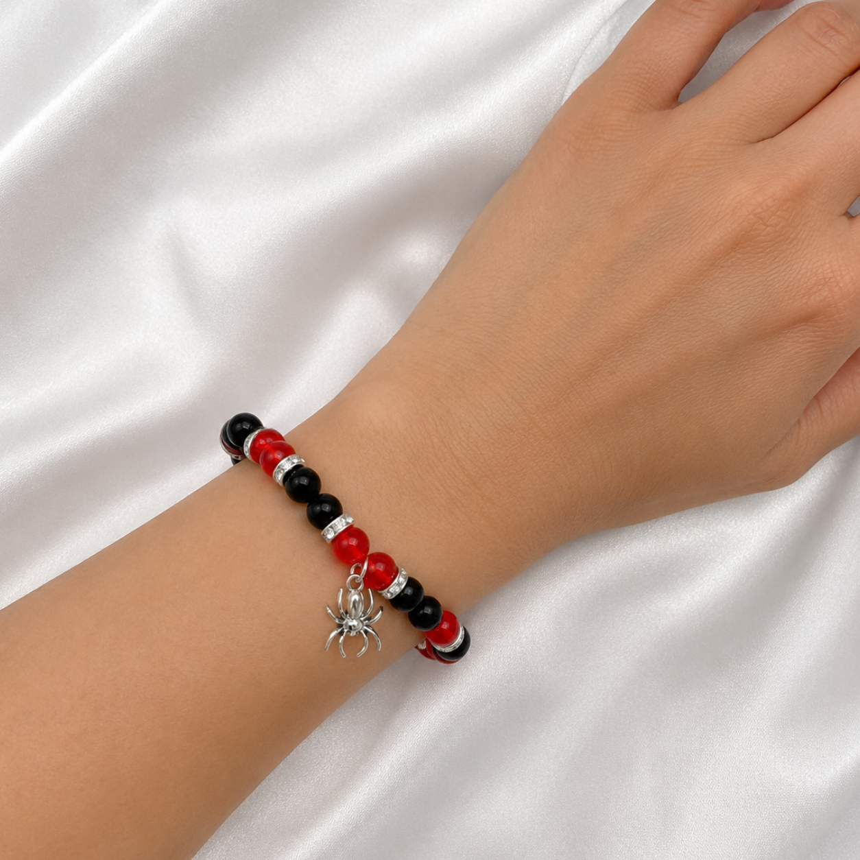Red & Black Spider-Inspired Bracelet