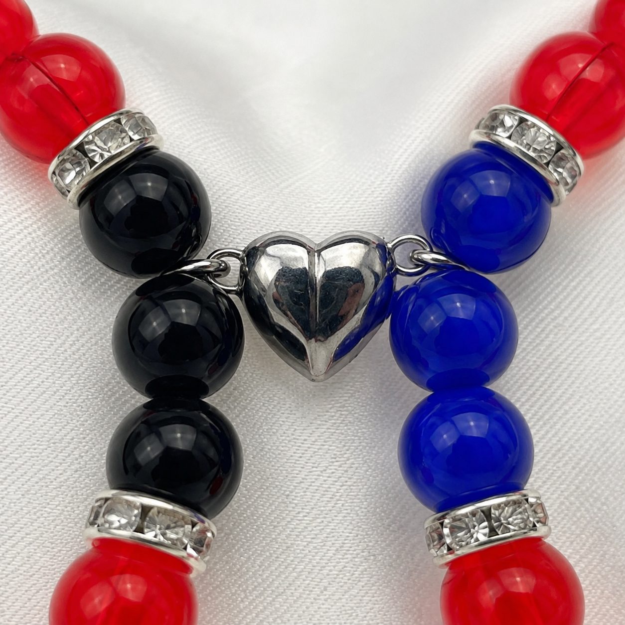 Red & Blue × Red & Black Magnetic Matching Bracelet Set