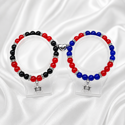 Red & Blue × Red & Black Magnetic Matching Bracelet Set